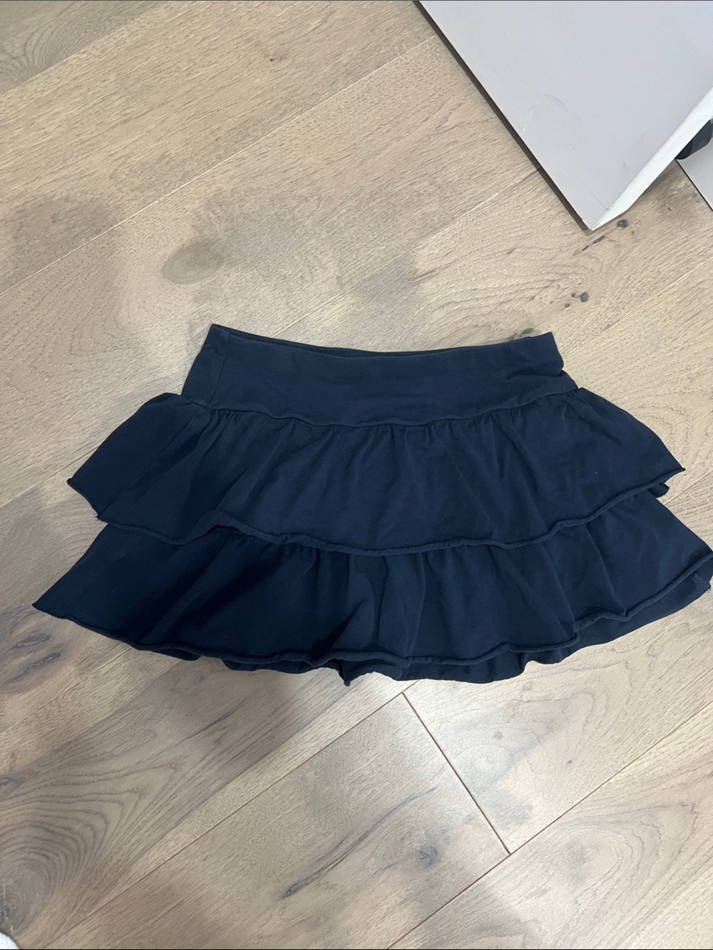 Navy Ruffled Mini Skirt